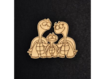 Hurá Papír - želví rodina - dřevěný obrázek + magnet; magnetek na lednici