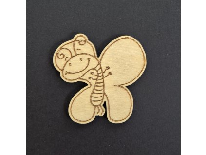 Hurá Papír - motýl - dřevěný obrázek + magnet; magnetek na lednici