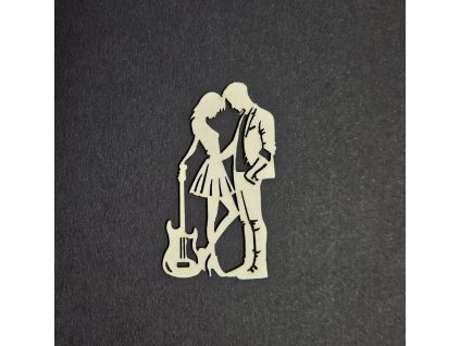 Hurá Papír - silueta láska s kytarou - kartonový motiv; 1 ks