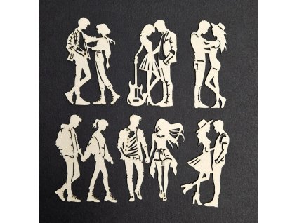 Hurá Papír - sada silueta láska - kartonový motiv; 6 ks