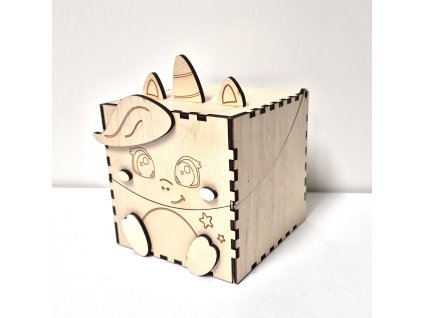 Hurá Papír - dřevěná krabička jednorožec - březová překližka, stavebnice
