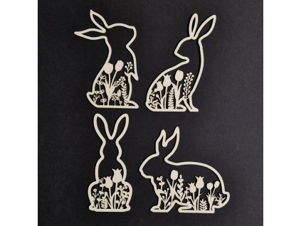 Hurá Papír - 4x zajic - velikonoční kartonové obrázky