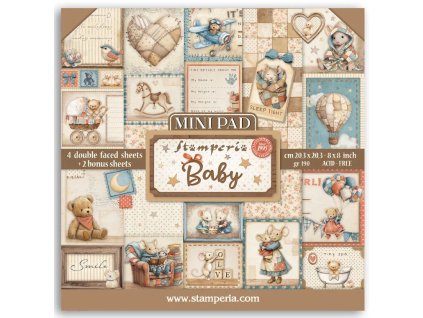 stamperia baby 8x8 inch minig pad 6hpcs sbbms001