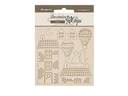 stamperia family decorative chips house and balloo