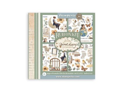 stamperia secret diary rub on 155x155cm assortment