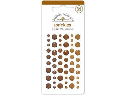 Doodlebug - hnědé odstíny, 3 barvy - lesklé, třpytící enamelové samolepky