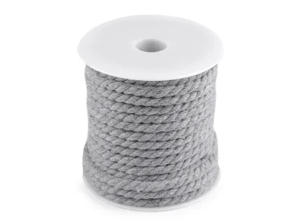 Bavlněná šňůra kroucená Ø5 mm macrame; šedá; 30 cm