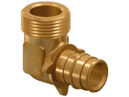 UPONOR PE XA Q&E koleno 16x1 2, 90°, přechodové, vnější závit, násuvné, voda, mosaz