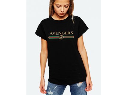 dámské černé tričko avengers x gucci