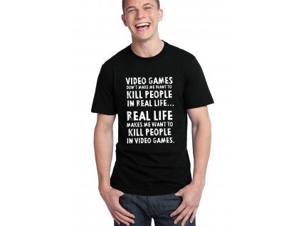 pánské černé tričko video hry zabíjejí