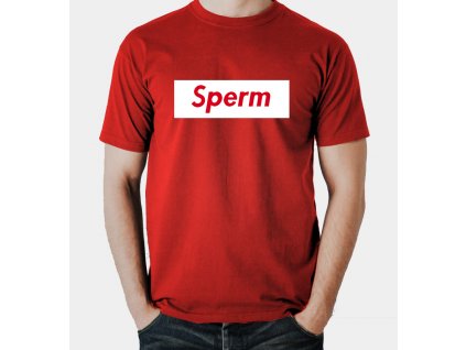 pánské červené tričko sperm parodie supreme