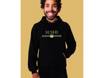 černá unisex mikina s kapucí Sushi aka Gucci