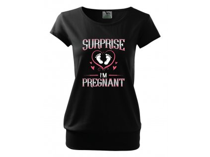 těhotenské černé tričko překvapení jsem těhotná