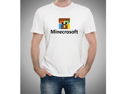 pánské bílé tričko Minecraft parodie microsoft