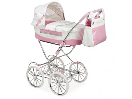 KOČÁREK PRO PANENKY FLORENCE DESIGN: REBORN DE PARIS S TAŠKOU A PARAPLETEM