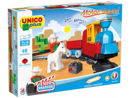Stavebnice Unico Plus Motorový vlak a koleje 46 ks