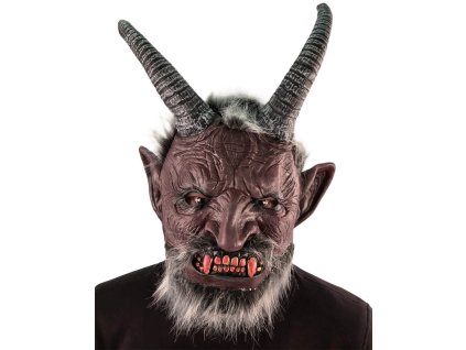 Maska čert Belzebub s vlasy a vousy