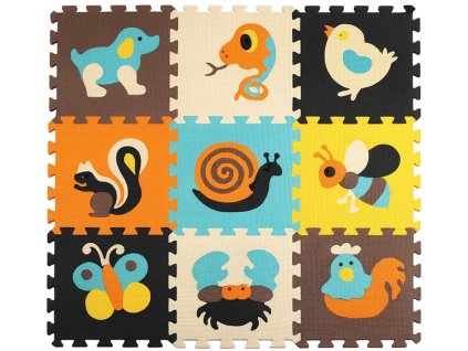 Pěnové puzzle 9ks 30 x 30 x 1 cm - zvířátka barevné