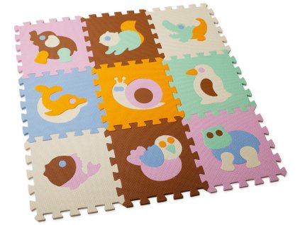 Pěnové puzzle 9ks 30 x 30 x 1 cm - zvířátka barevné