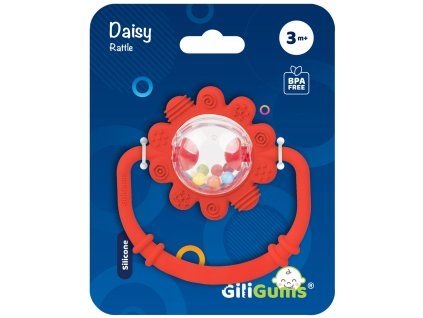 GiliGums™ chrastítko sedmikráska Daisy červené