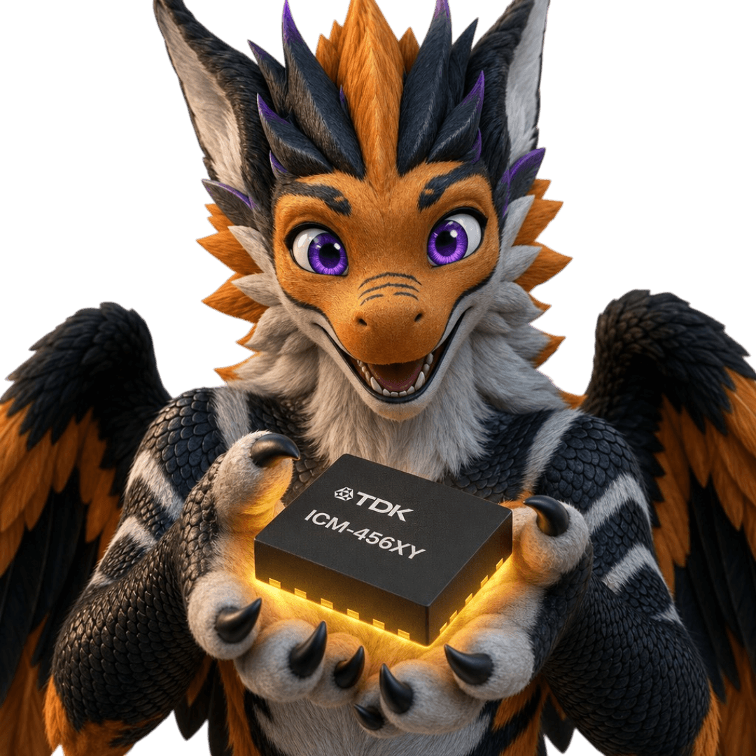 Phoenyx dragon avatar performing a dynamic dance pose in virtual reality, futuristic tech environment, subtle motion lines highlighting precision tracking on feet and knees, microchip ICM-45686 hologram floating in background, high-tech aesthetic, 8k