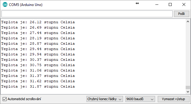 Výstup teplotního čidla DS18B20 - Arduino návody