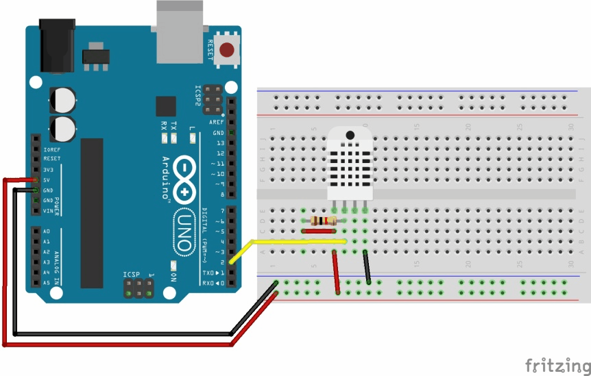 Zapojení senzorů DHT22 a DHT11 s deskou Arduino UNO