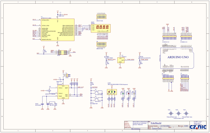 EduShield - IoT výukový Shield pro Arduino schéma