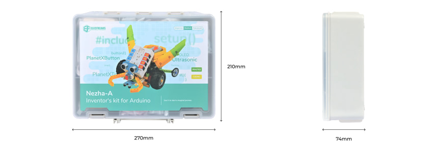 Arduino NEZHA-A Inventor's Kit pro mladé vynálezce rozměry