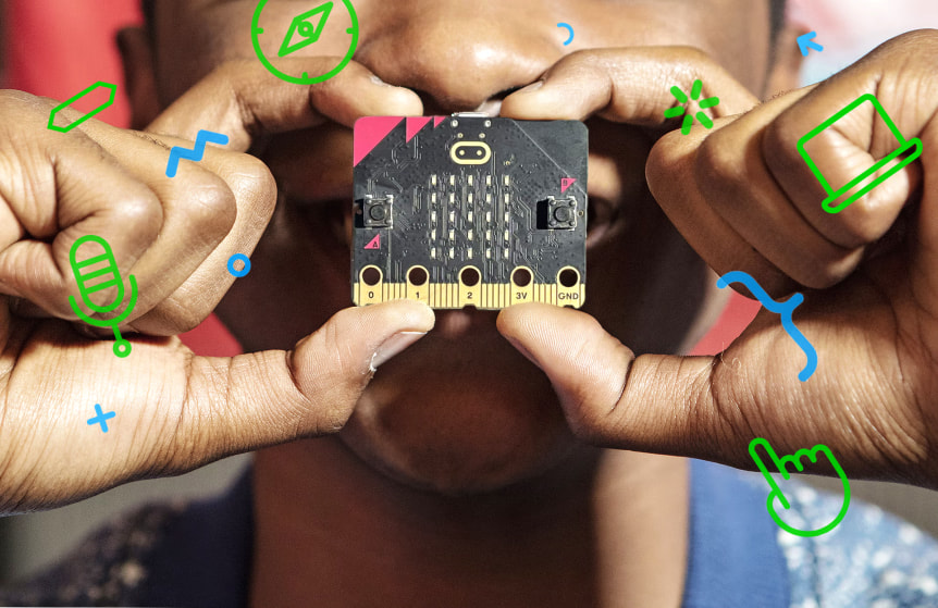 BBC micro:bit V2.21 - mikropočítač pro výuku programování senzory a vstupy