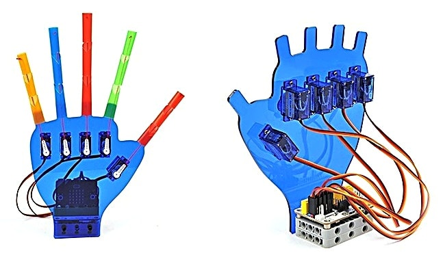 Bionická ruka z brček - stavebnice pro microbit součásti diy