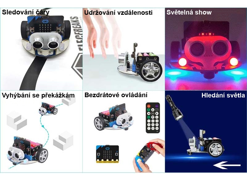 Cutebot - Micro:bit chytré závodní auto funkce