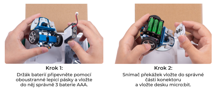 Smart Cutebot - chytré závodní auto pro výuku programování micro:bit sestavení