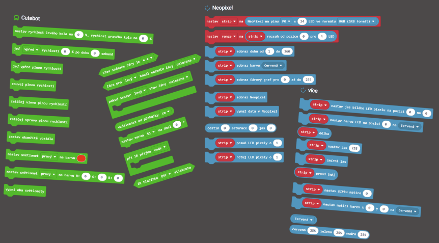Smart Cutebot - rozšíření pro MakeCode česky!