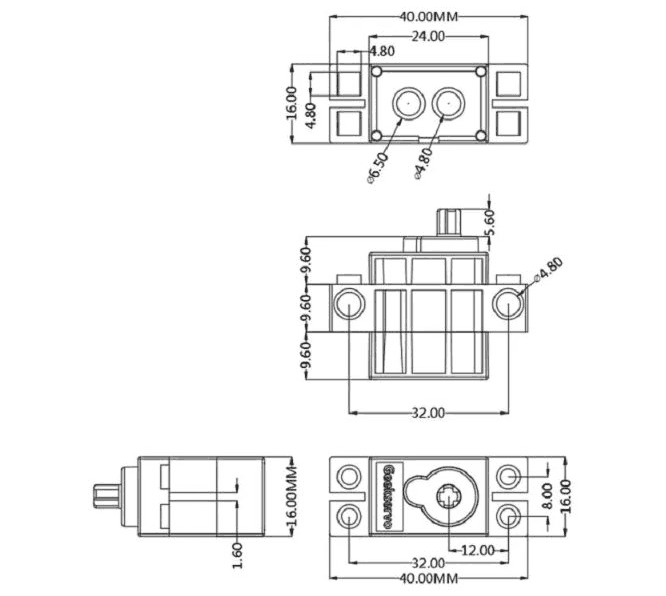 Geekservo motor kompatibilní s LEGO rozměry