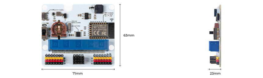 IoT:bit pro micro:bit V2 - modul pro Internet věcí IoT rozměry
