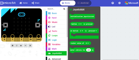 Joystick:bit pro micro:bit V2 - gamepad modul programování