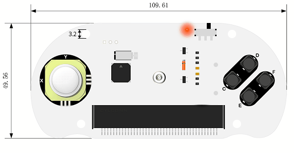 Joystick:bit V2 Plus s úchyty - rozměry PCB