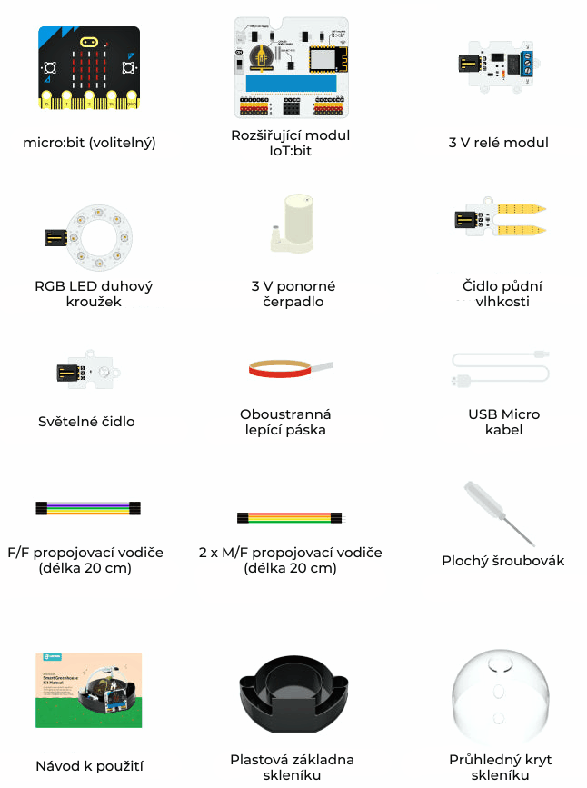 Micro:bit chytrý skleník - STEAM DIY výukový kit součásti
