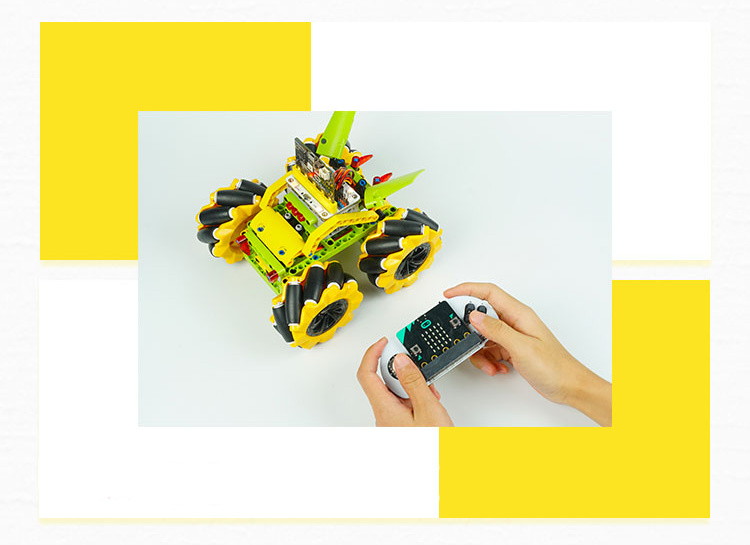 Micro:bit Mecanum bugina s pohybem 360° - bez modulu micro:bit dálkové ovládání