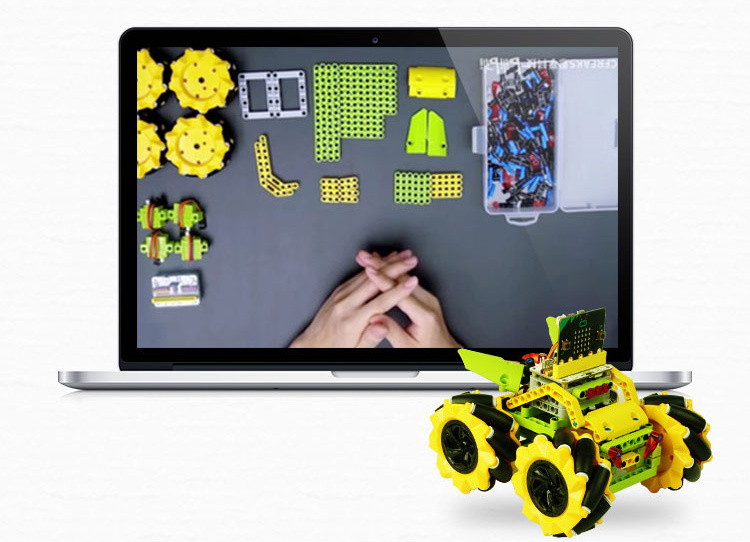 Micro:bit Mecanum bugina s pohybem 360° - bez modulu micro:bit stavebnice LEGO