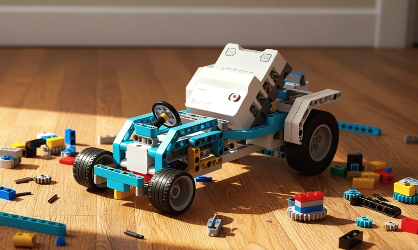 Micro:bit Nezha Pro AI Mechanical Power Kit – robotická AI stavebnice pro děti (bez micro:bit) funguje