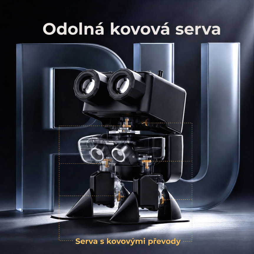 micro:bit PU Robot Kit – programovatelný výukový robot odolná kovová serva