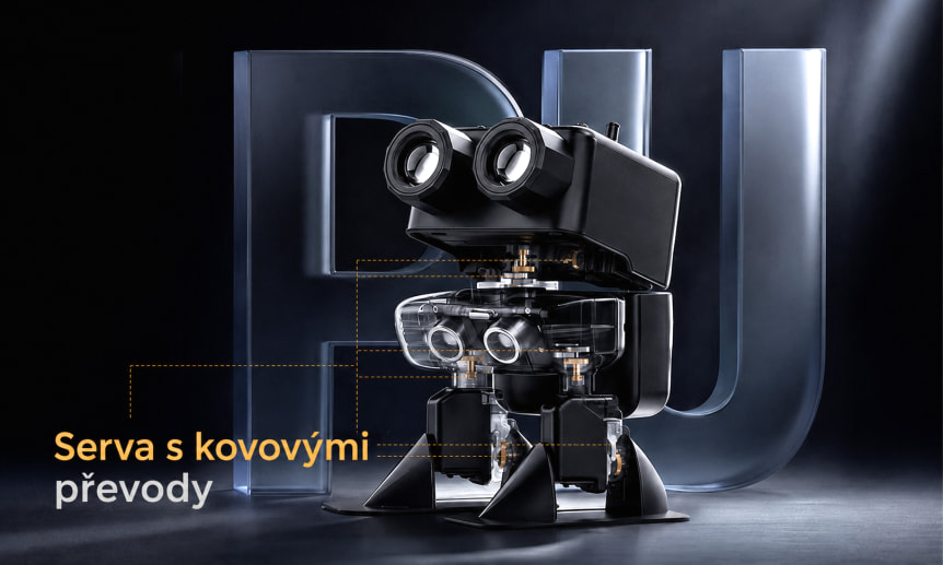 micro:bit PU Robot Kit – programovatelný výukový robot serva s kovovými převody
