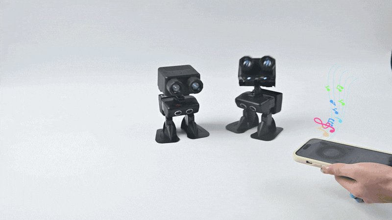 micro:bit PU Robot Kit – programovatelný výukový robot tanec podle hudby z mobilu