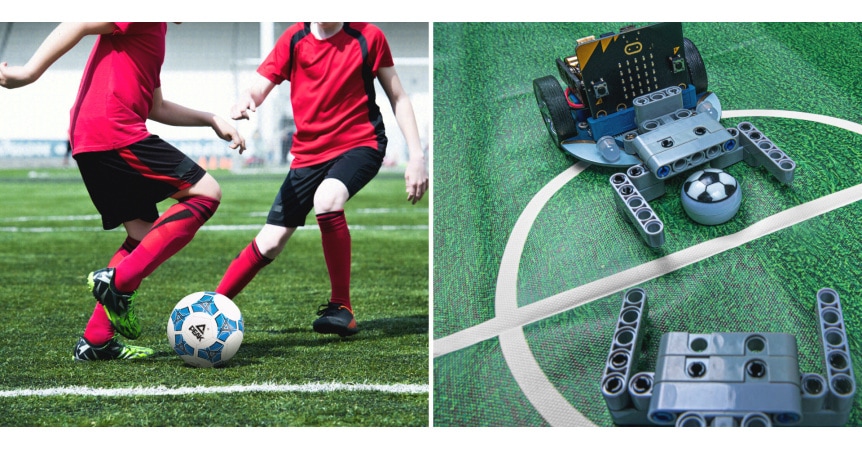 micro:bit sada pro robotí fotbálek s Cutebot - reálná hra