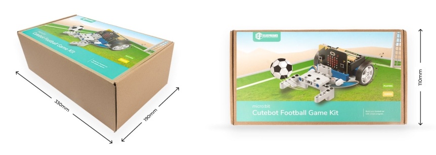 micro:bit sada pro robotí fotbálek s Cutebot - balení, rozměry