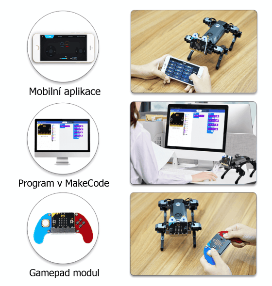 micro:bit XGO Lite robotický pejsek ovládání