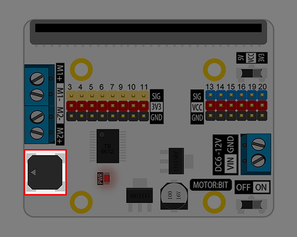 Motor:bit pro micro:bit - rozšiřující modul pro motory - buzzer