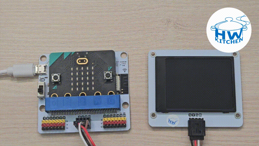 Octopus barevný TFT displej modul 2,4" 320 × 240 pro micro:bit příklad použití